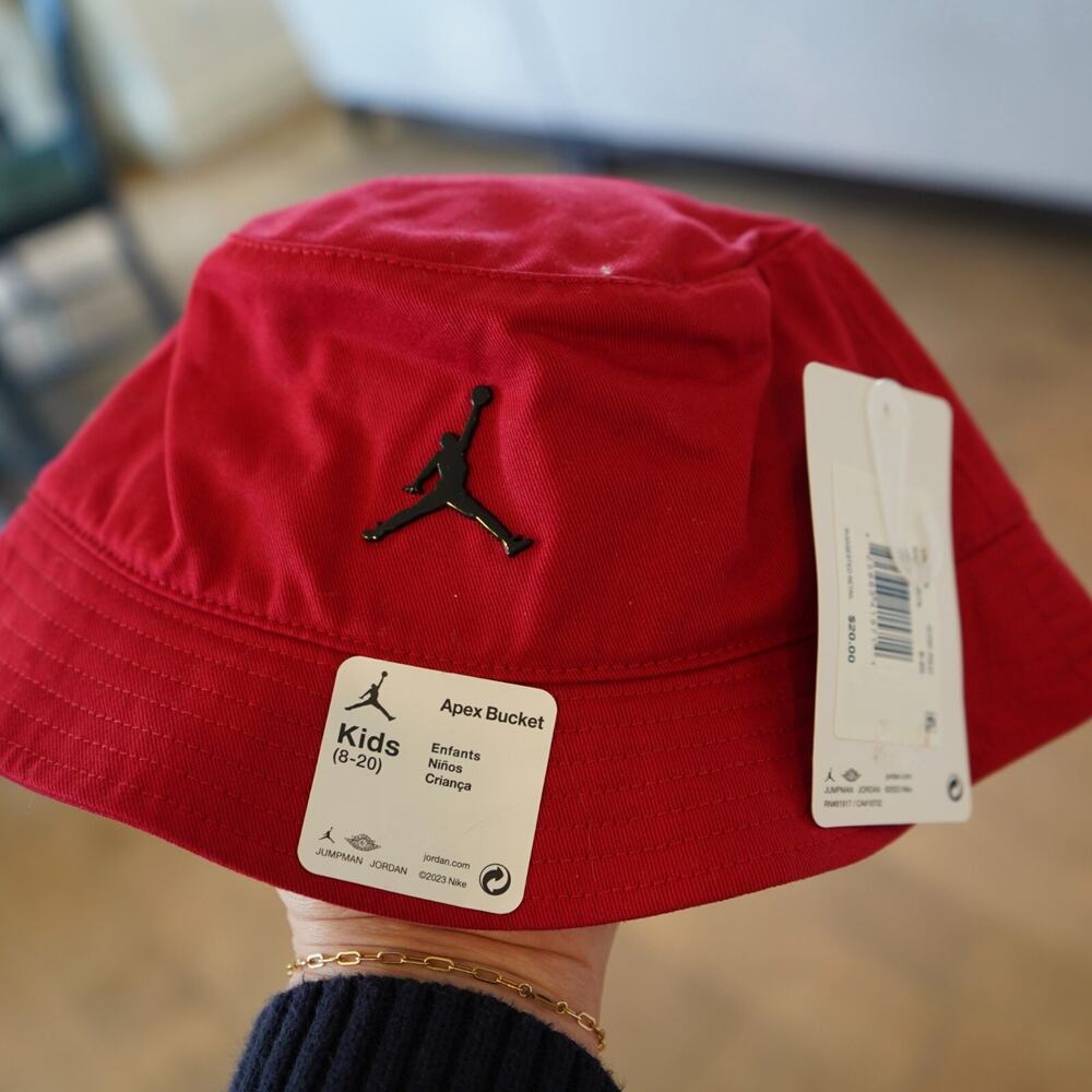 NEW Nike Jordan Jumpman YOUTH Boys‎ Twill Bucket Hat Black Chrome Badge One Size
